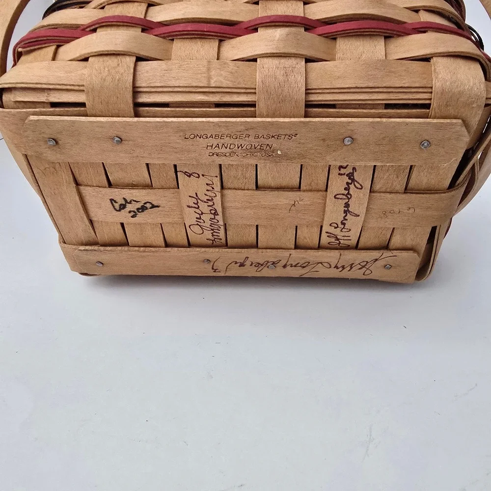 Longaberger 2002 Bee Basket Old Glory Drawstring Liner Family Signatures